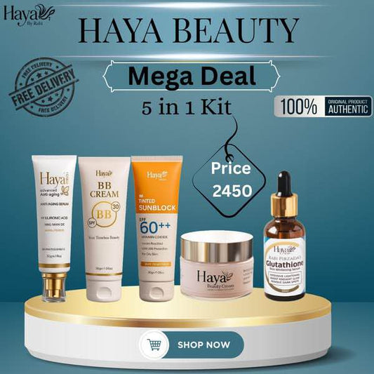 Haya By Rabi 5-IN-1 Hot Deal (Ultra Beauty Cream - BB Cream - Sunblock - Antiaging Cream - Face Serum)