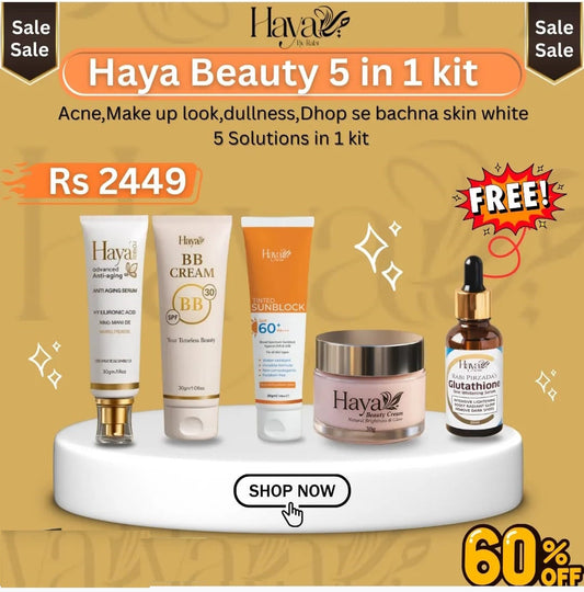 Haya By Rabi 5-IN-1 Hot Deal (Ultra Beauty Cream - BB Cream - Sunblock - Antiaging Cream - Face Serum)